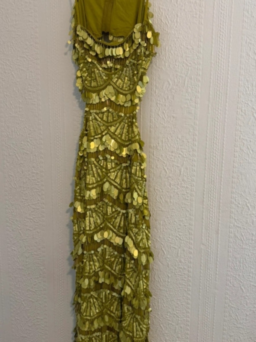 ASOS Neon Lime Fringe Midi Dress - Picture 3 of 3